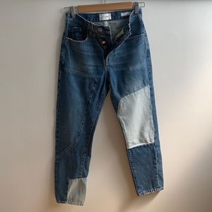 Frame denim  24 patchwork denim with button fly